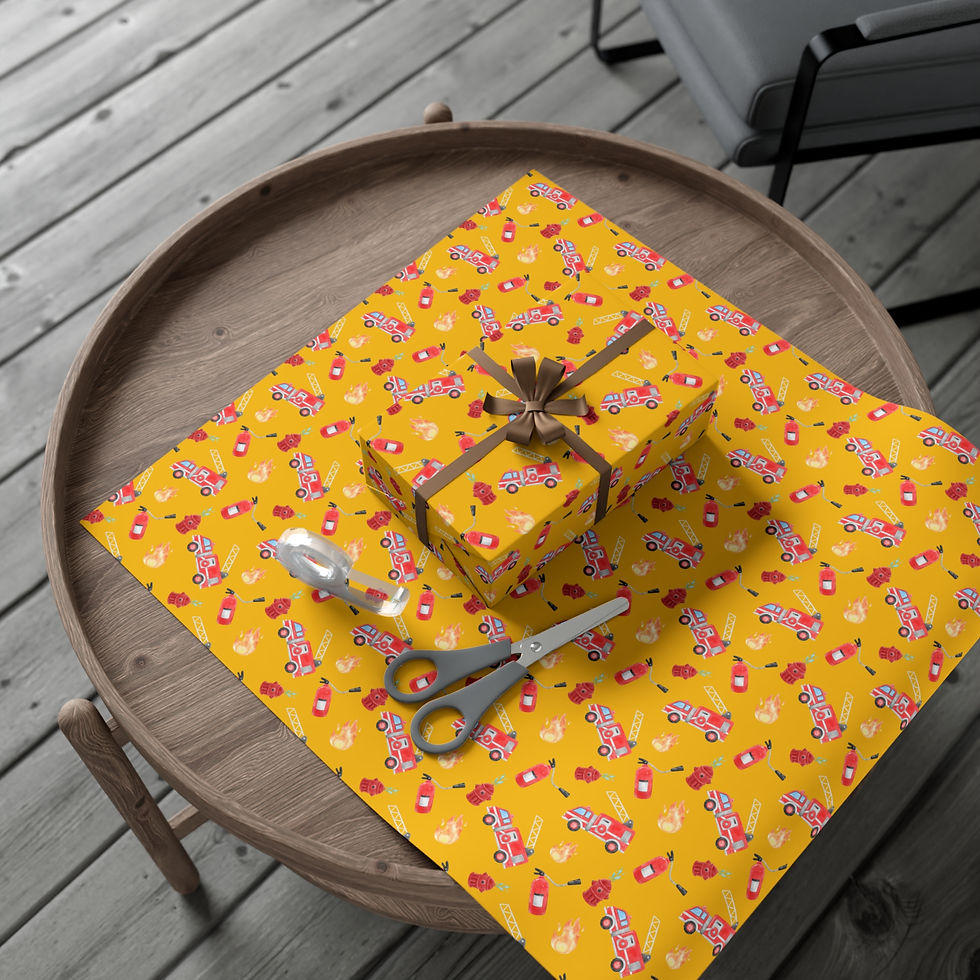 Thumbnail: Gift wrapped in yellow paper with Labubu pattern on round wooden table