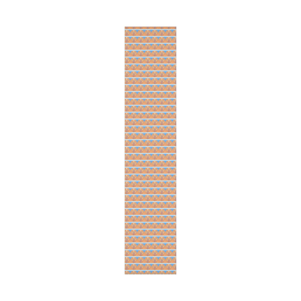 Thumbnail: Geometric pattern table runner with orange, blue, and white triangles design.