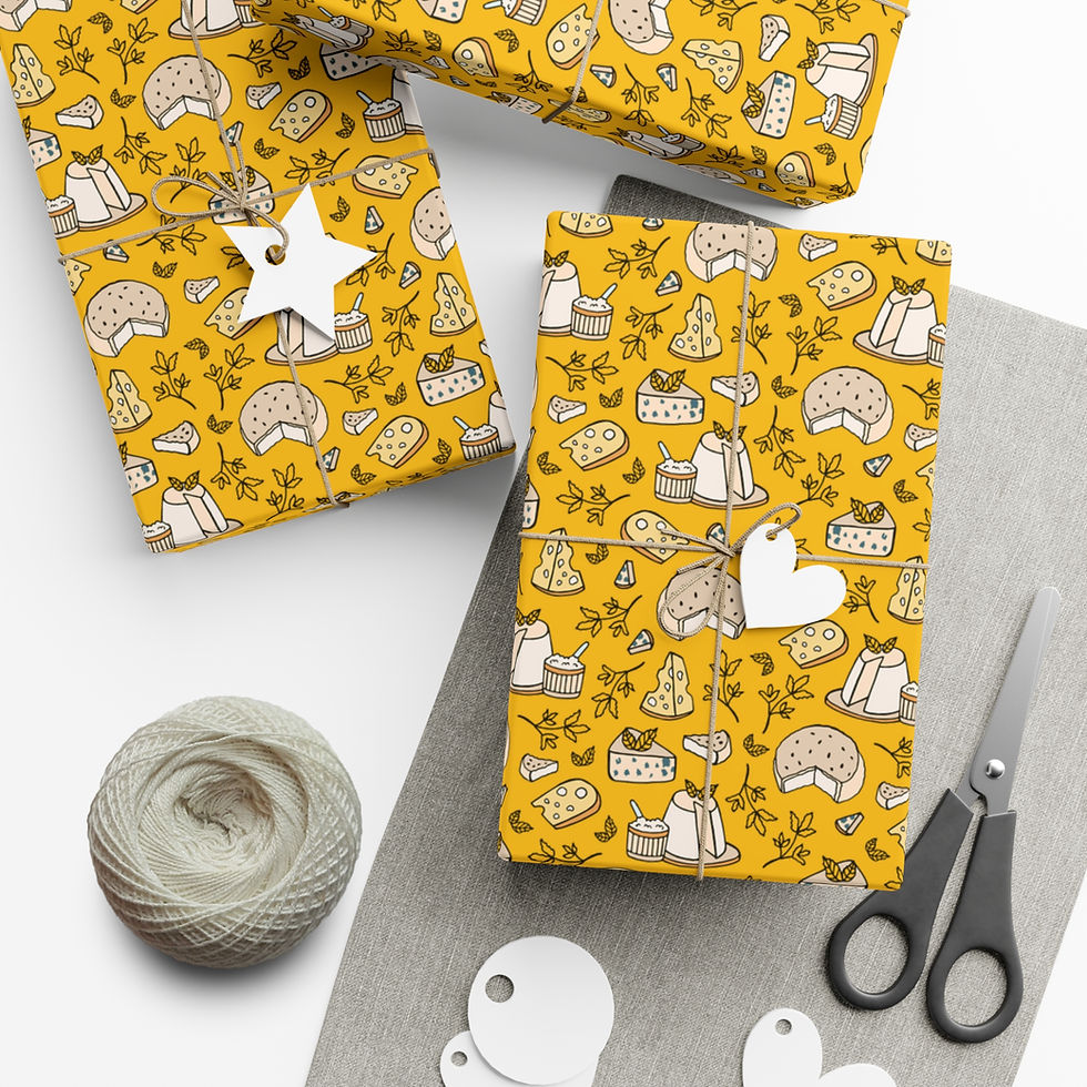 Thumbnail: Wrapped gifts with yellow pattern, twine, scissors and tags for elegant presentation.