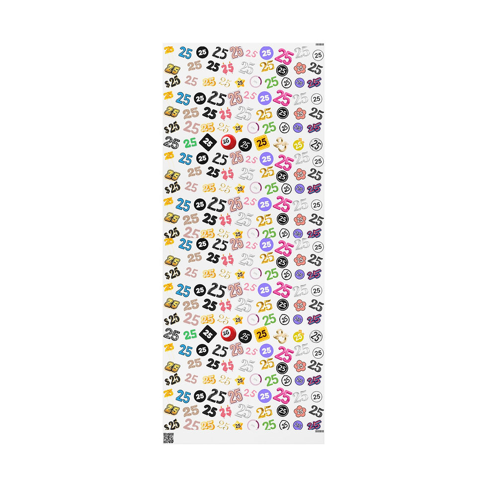 Thumbnail: Wrapping paper with colorful icons and designs, Fun Unisex 100 Design.