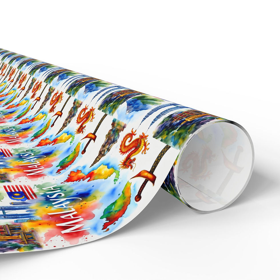 Thumbnail: Roll of Mongolia Gift Wrapping Paper with cultural symbols