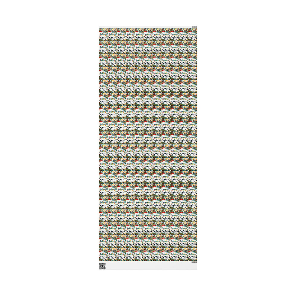 Thumbnail: Decorative patterned fabric, repeating motif, rows of small images. Indonesia Gift Wrapping Paper.