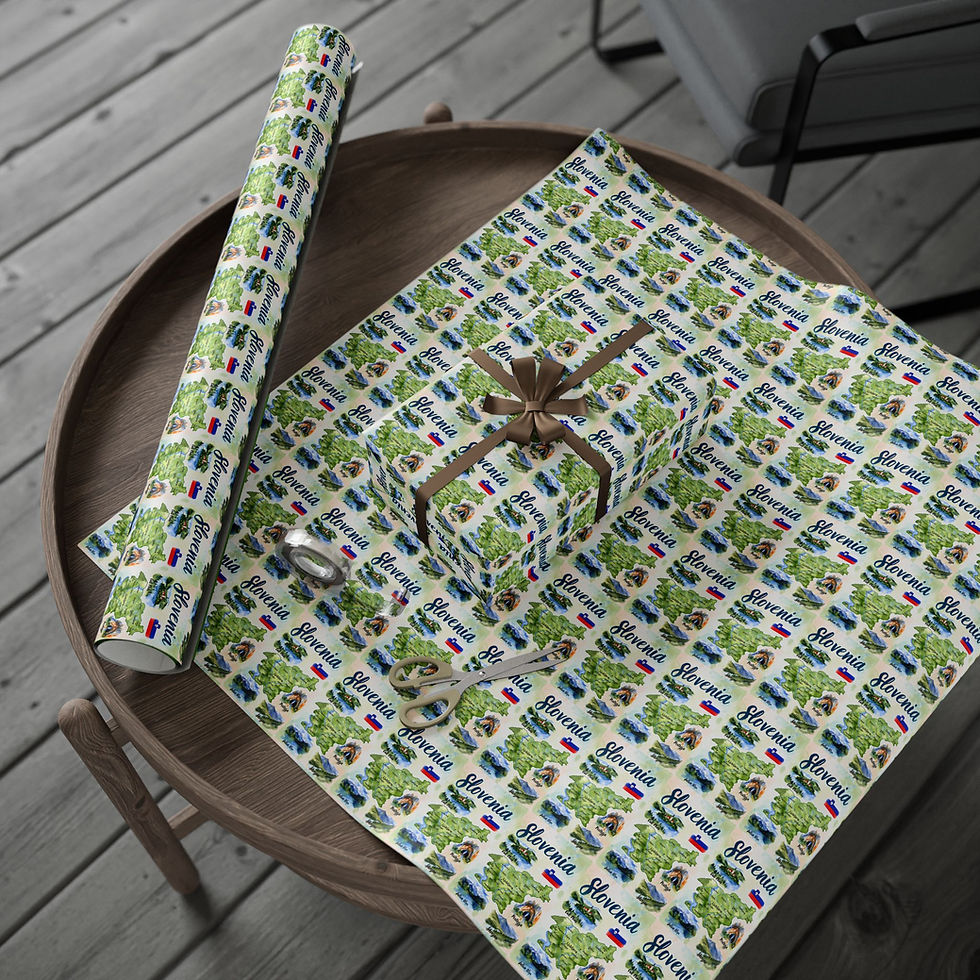 Thumbnail: Swifty Christmas gift wrap roll, sheet, and present.