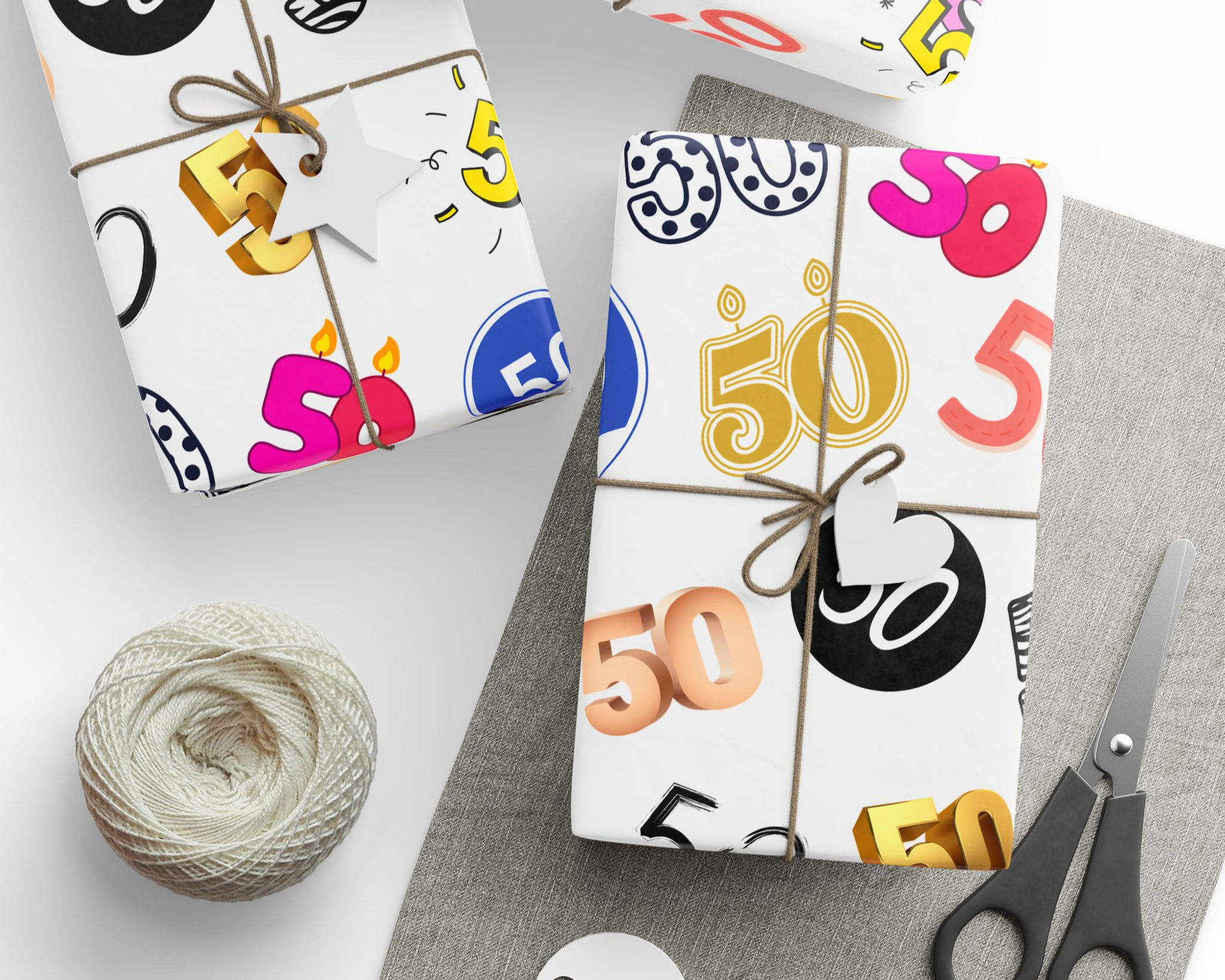 50th Birthday Gift Wrapping Paper | Party Decor for Age 50