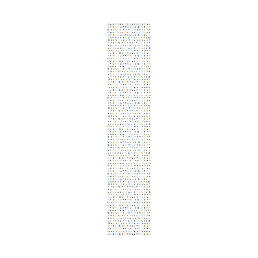 Thumbnail: Vertical gift wrapping paper design with small dots pattern on white background. 