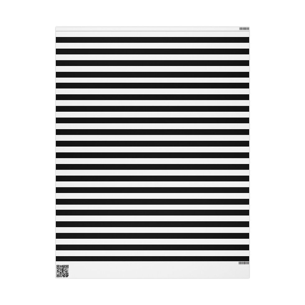 Thumbnail: Horizontal black and white striped wrapping paper pattern. High Oak Paper.