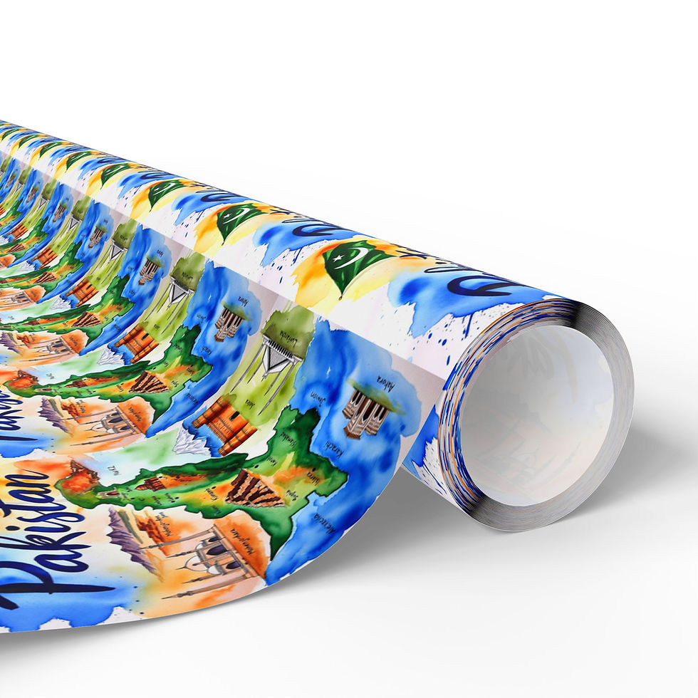 Thumbnail: Roll of colorful wrapping paper with 'Pakistan' text and landmarks