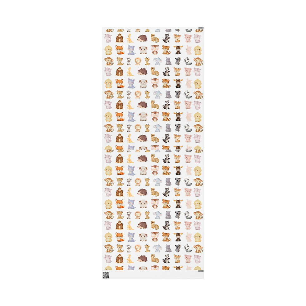 Thumbnail: Patterned baby animals gift wrap sheet.