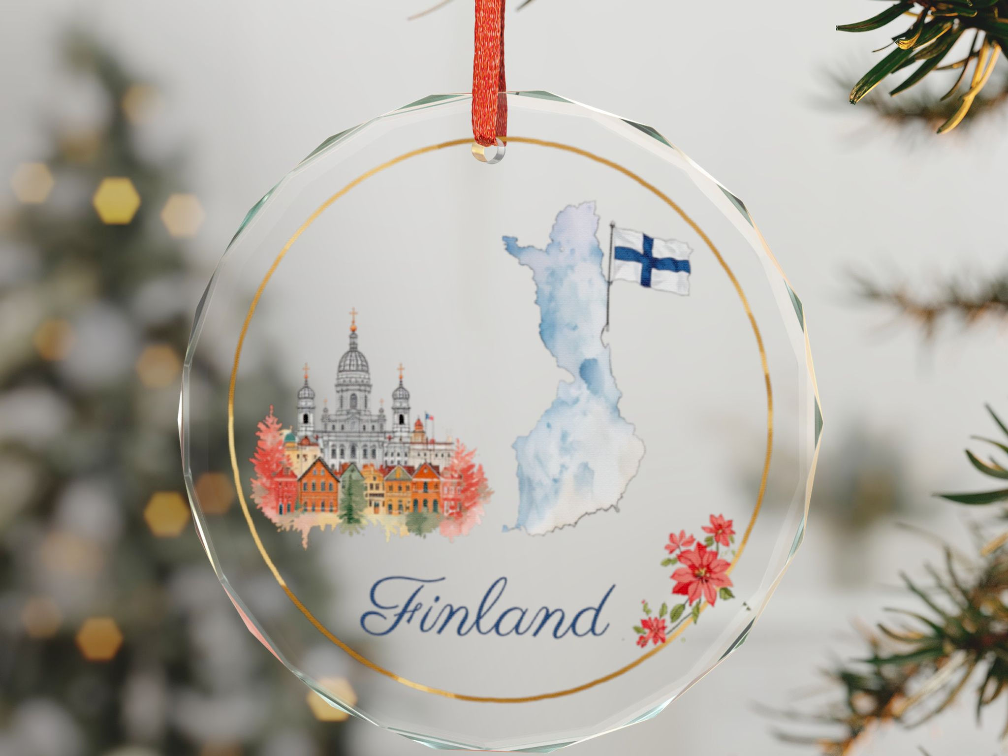 Finland Christmas glass ornament - High Oak Paper