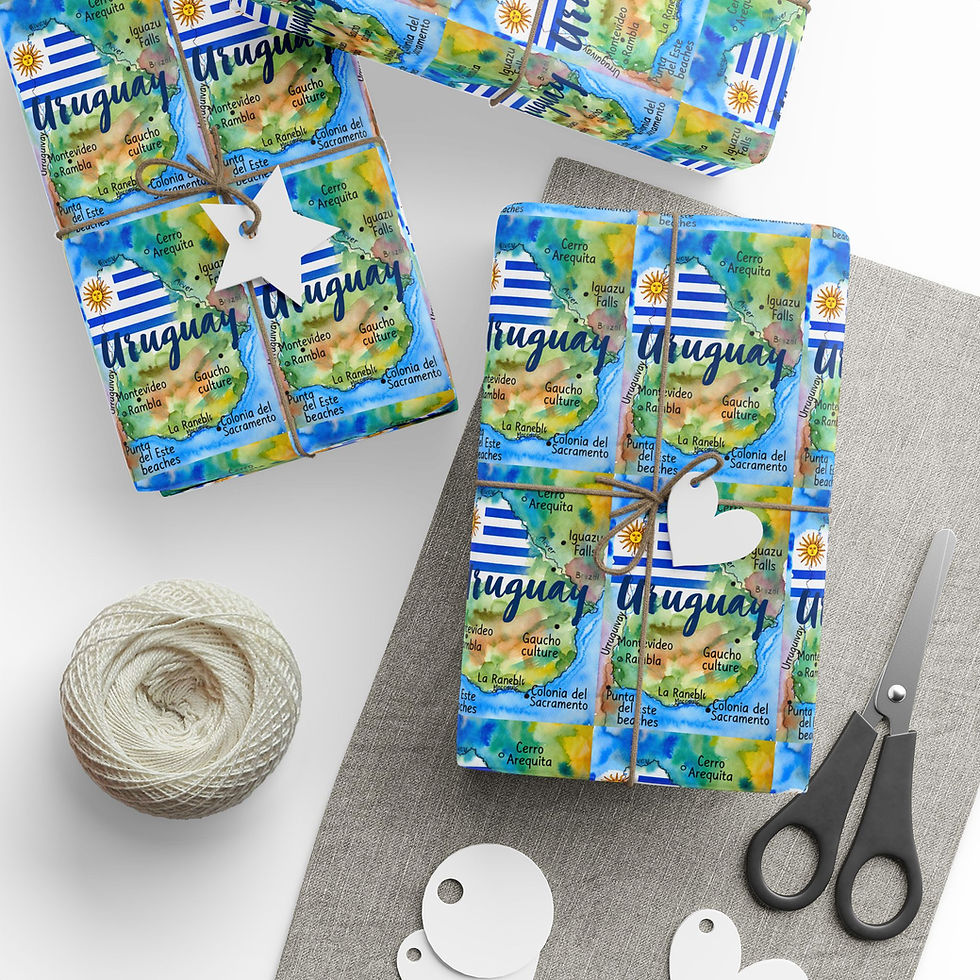 Thumbnail:  Uruguay Flag Map Gift Wrapping Paper | South American Travel Gift 