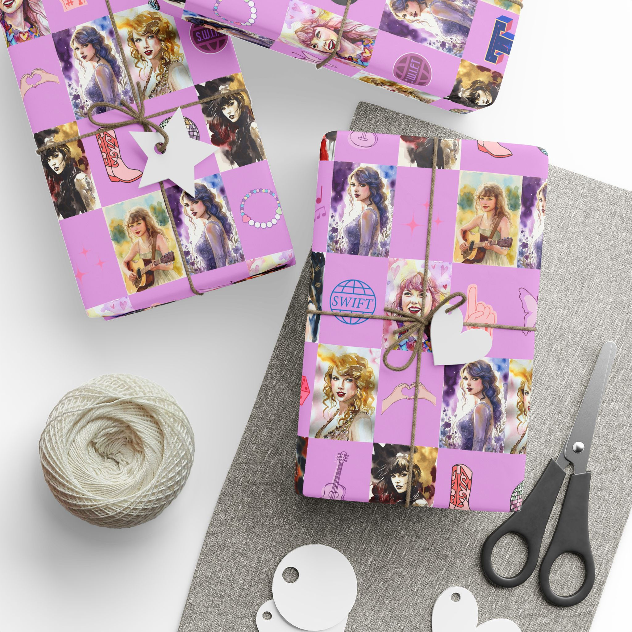 Swifty Inspired Gift Wrapping Paper with music fan pattern