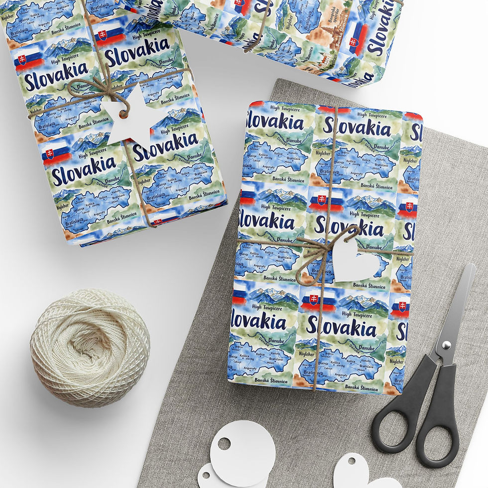 Thumbnail: Slovakia Gift Wrapping Paper with Slovak flag and mountains