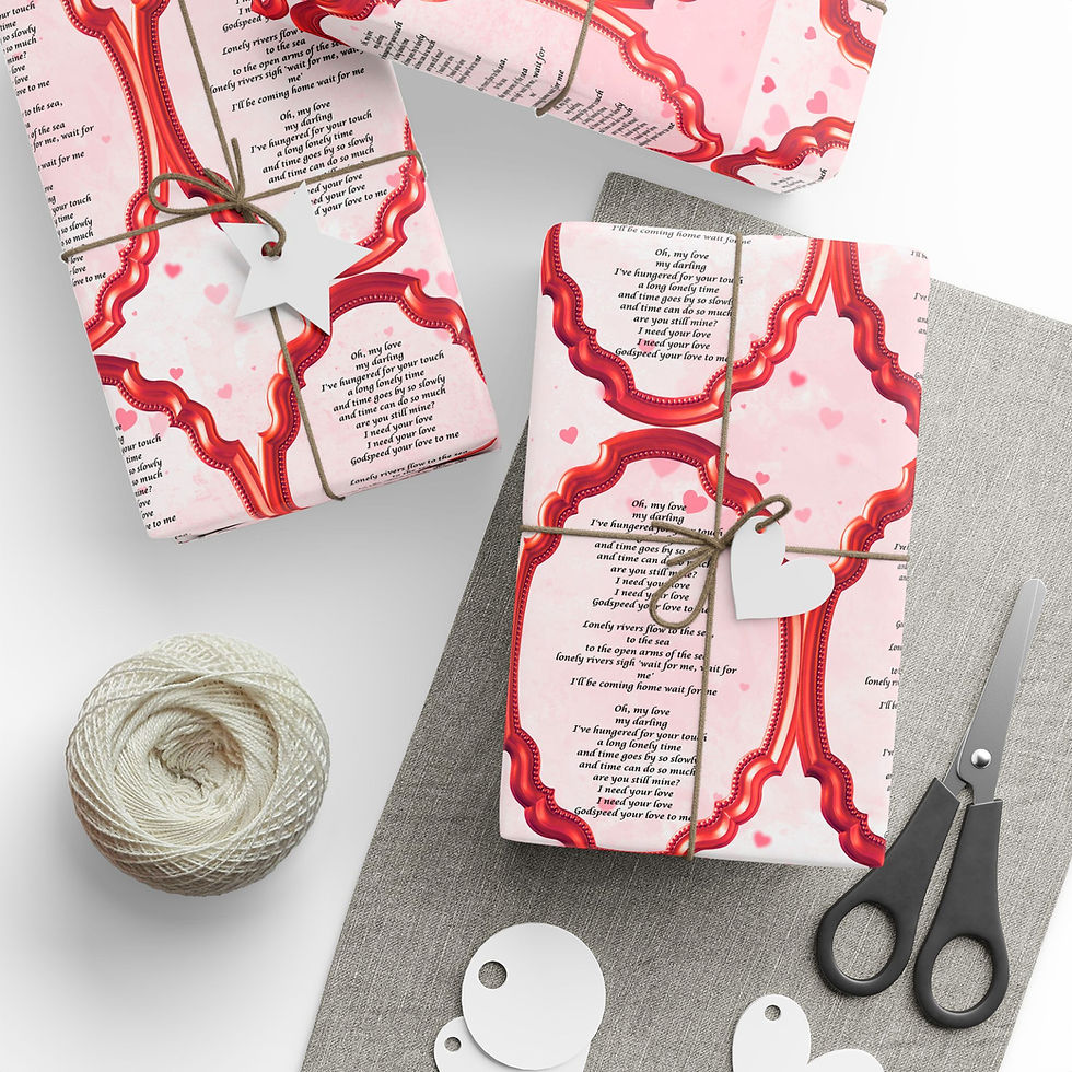 Thumbnail: Wrapped gifts with red and white pattern, scissors and tags, Cuba Gift Wrapping Paper