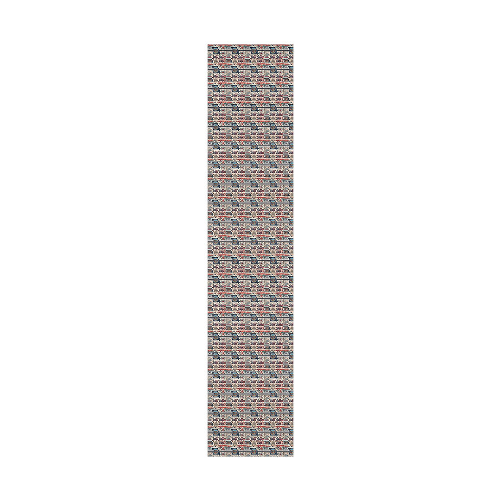 Thumbnail: Wrapping paper with red and blue pattern design. Oregon Inspired Gift Wrapping Paper.