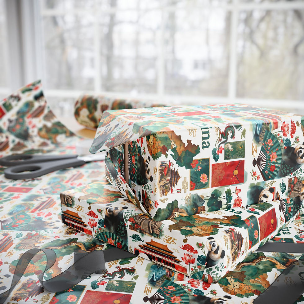 Thumbnail: Wrapped gift boxes with El Salvador Gift Wrapping Paper on a table near window.