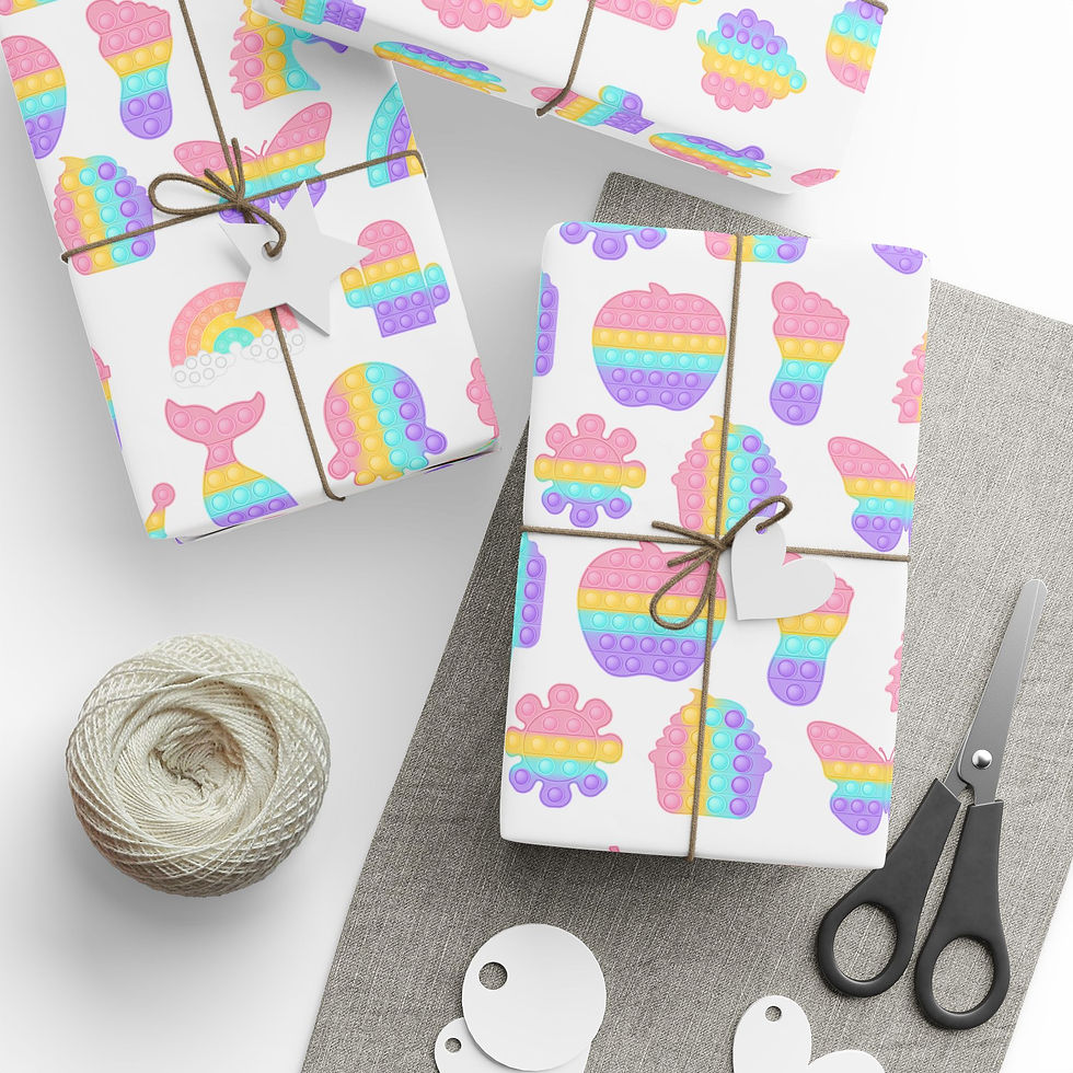 Thumbnail: Colorful Pop it Fidgety Gift Wrap on wrapped boxes