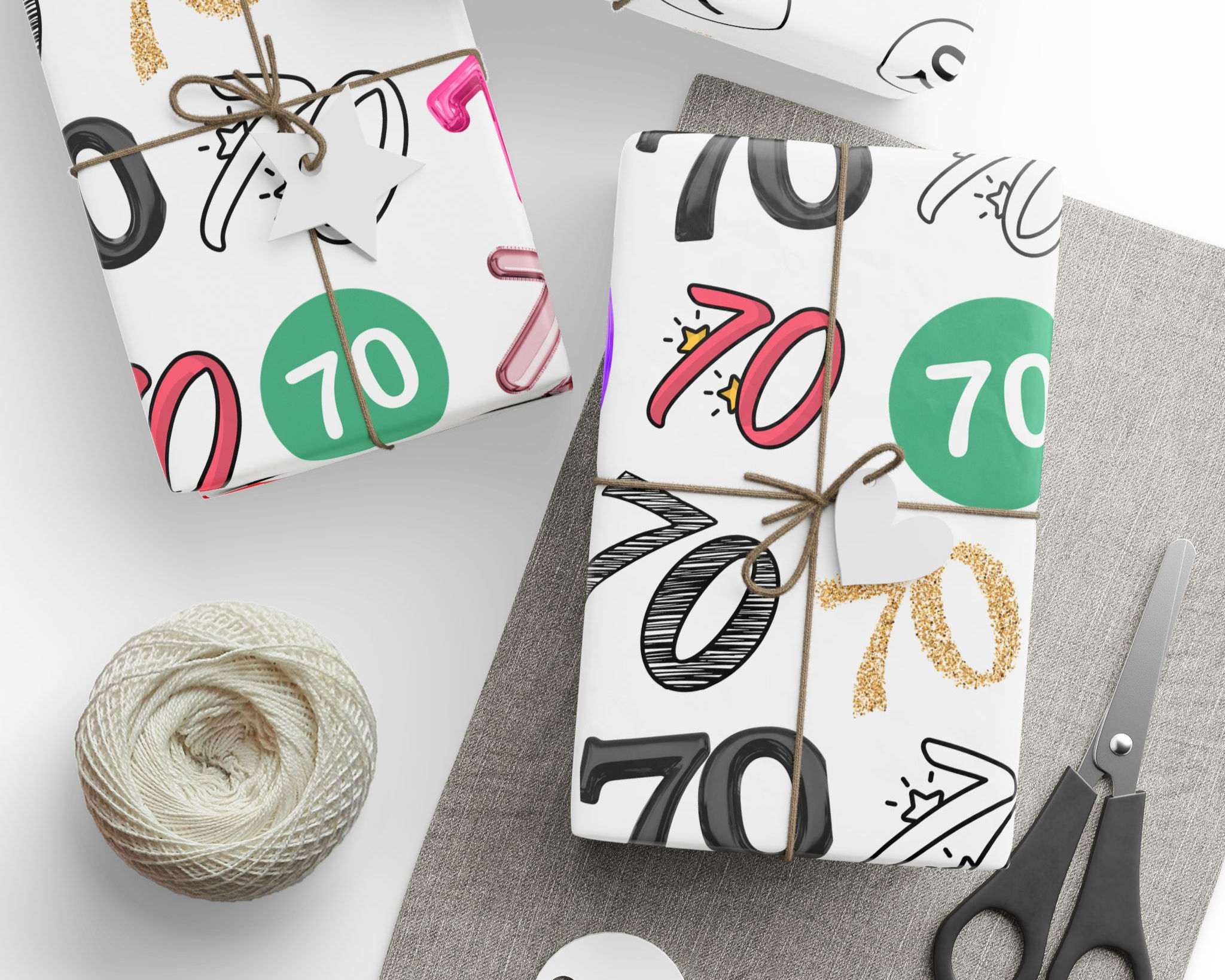 70th Birthday Gift Wrapping Paper | Party Decor for Age 70