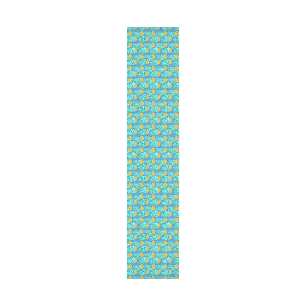 Thumbnail: Blue patterned wrapping paper against white background for gift presentation purposes