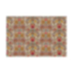 Colorful patterned fabric with repeating figures and floral designs for home decor