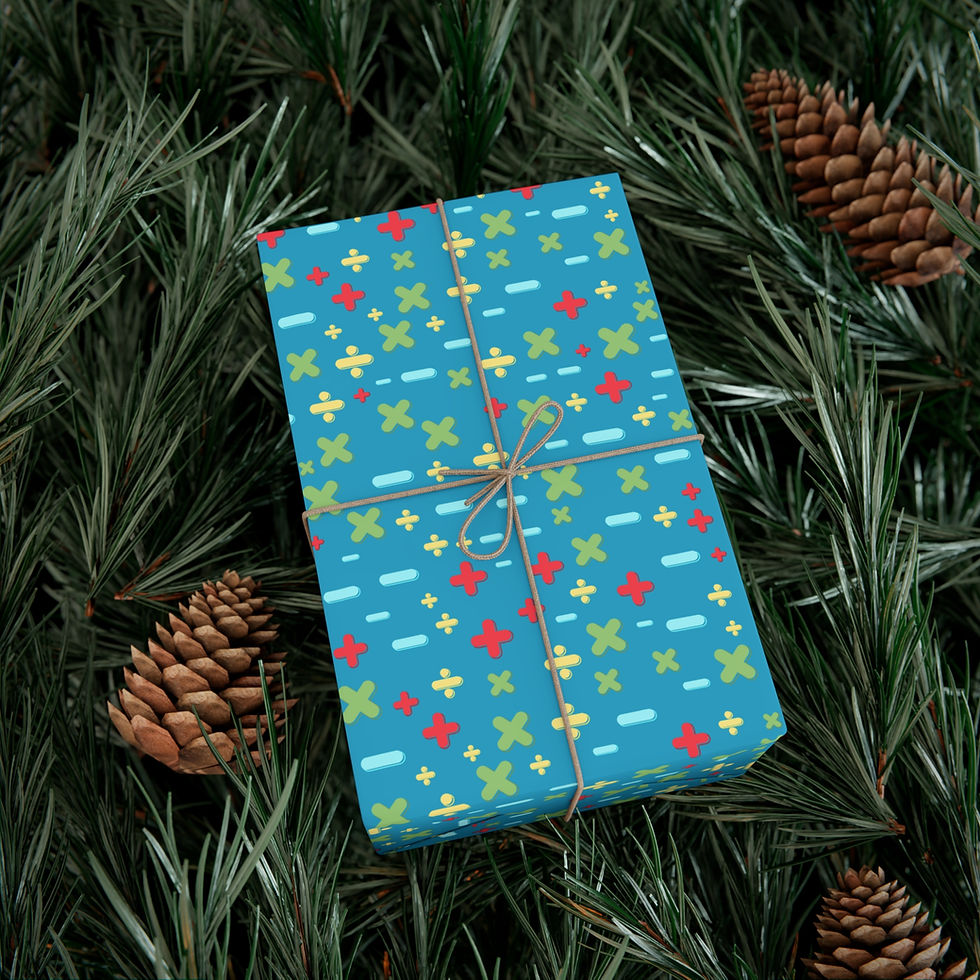 Thumbnail: Wrapped gift with blue wrapping paper, string, and pine Colorful Music Notes Gift Wrapping Paper