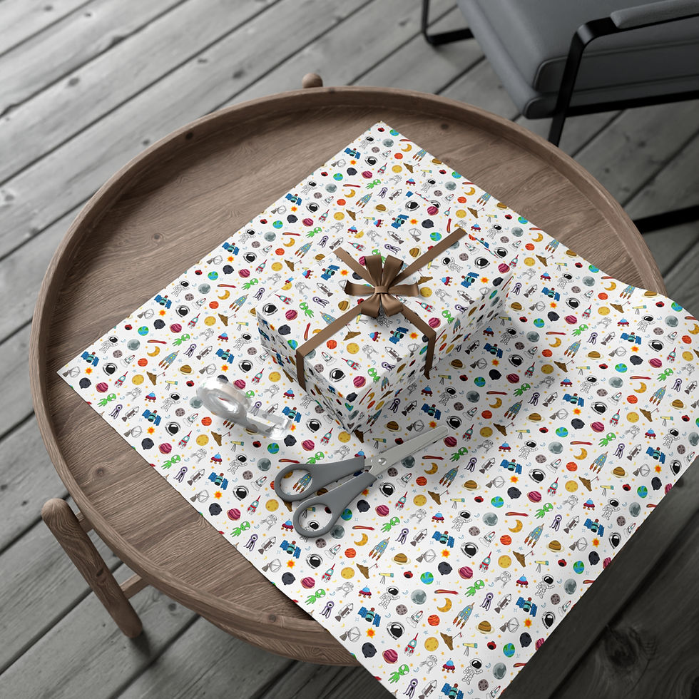 Thumbnail: Wrapped gift box on wrapping paper with scissors, Firefighter Gift Wrapping Paper | Fire Trucks Pattern