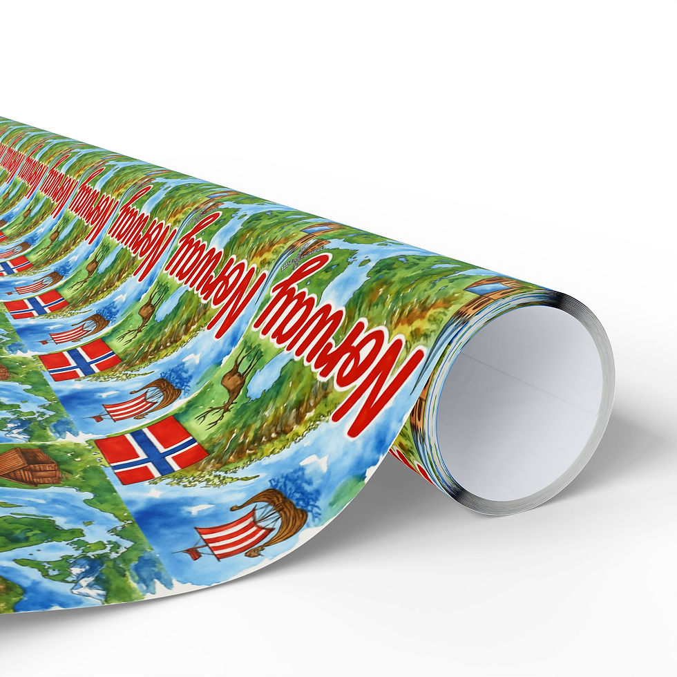 Thumbnail: Wrapping paper roll with Norway map and flag design