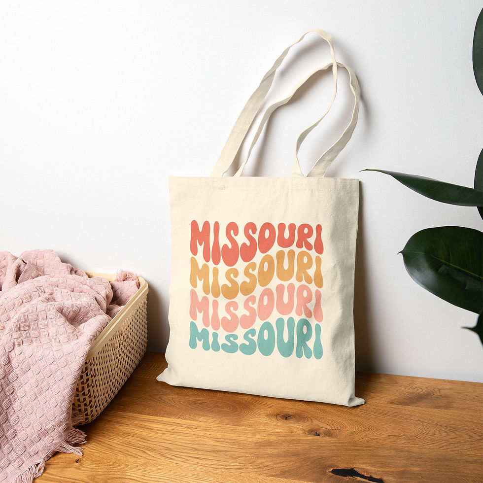 Thumbnail: Missouri Tote Bag | Wavy 70s State Pride Carryall