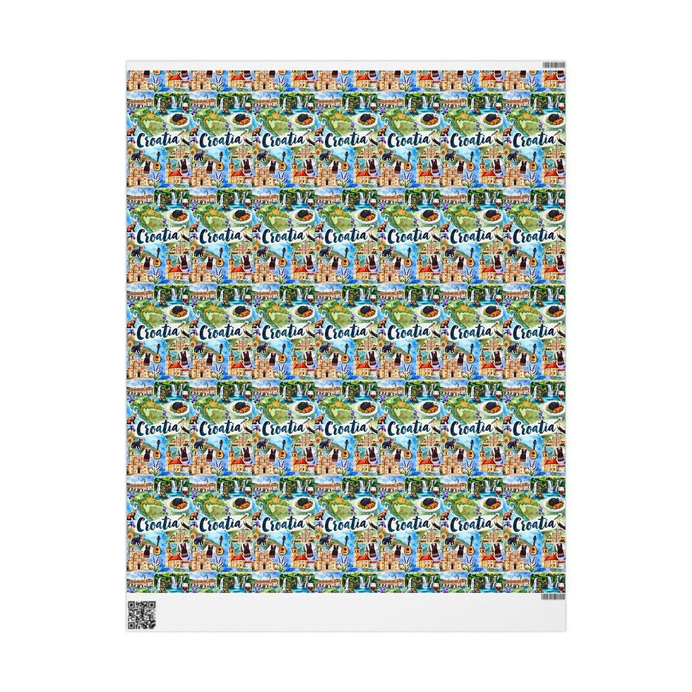 Thumbnail: Wrapping paper printed with images and the word 