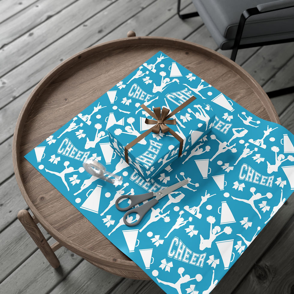 Thumbnail: Gift wrapped in Teal Cheerleader Gift Wrapping Paper | Pom-Poms, Megaphones & Cheer Spirit