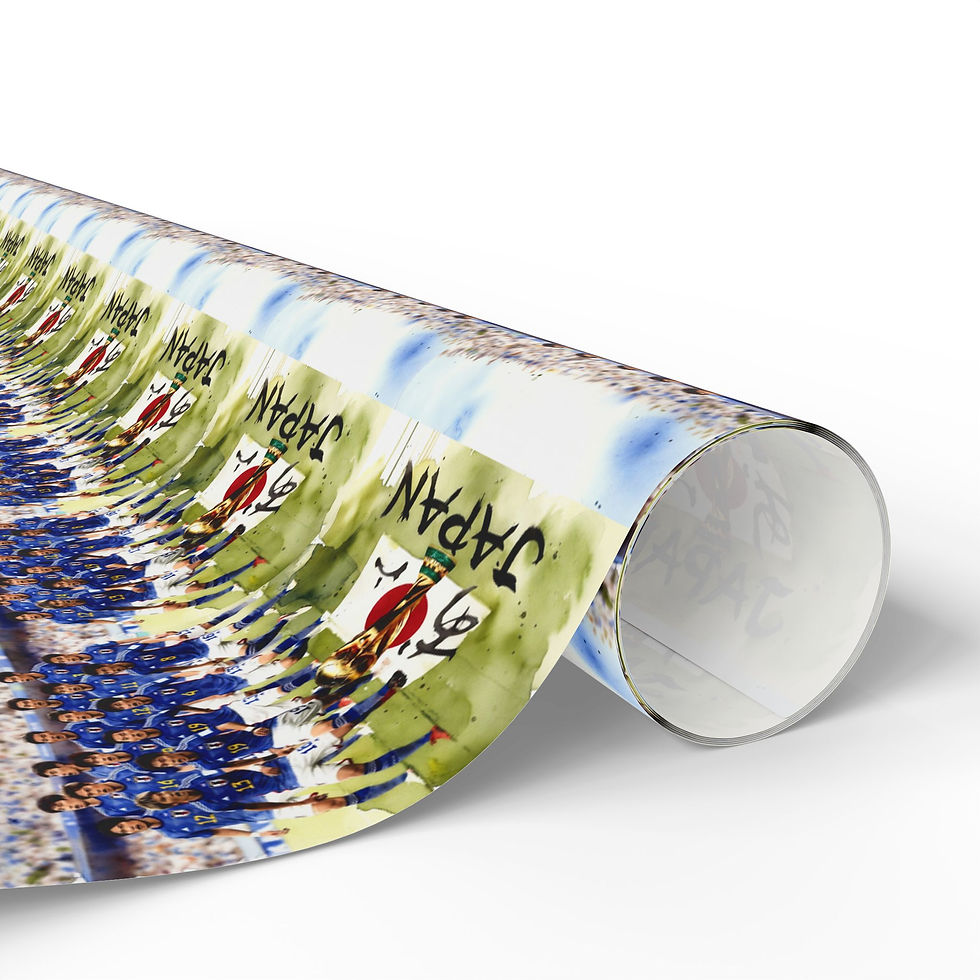 Thumbnail: Japan Soccer Team National Football Gift Wrap | Blue Samurai Wrapping Paper 