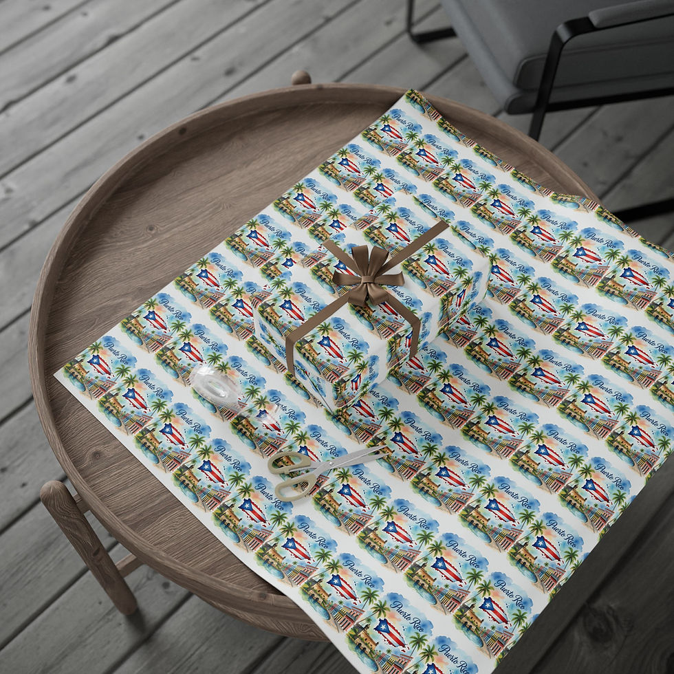 Thumbnail: Gift box wrapped in Puerto Rican flag pattern paper