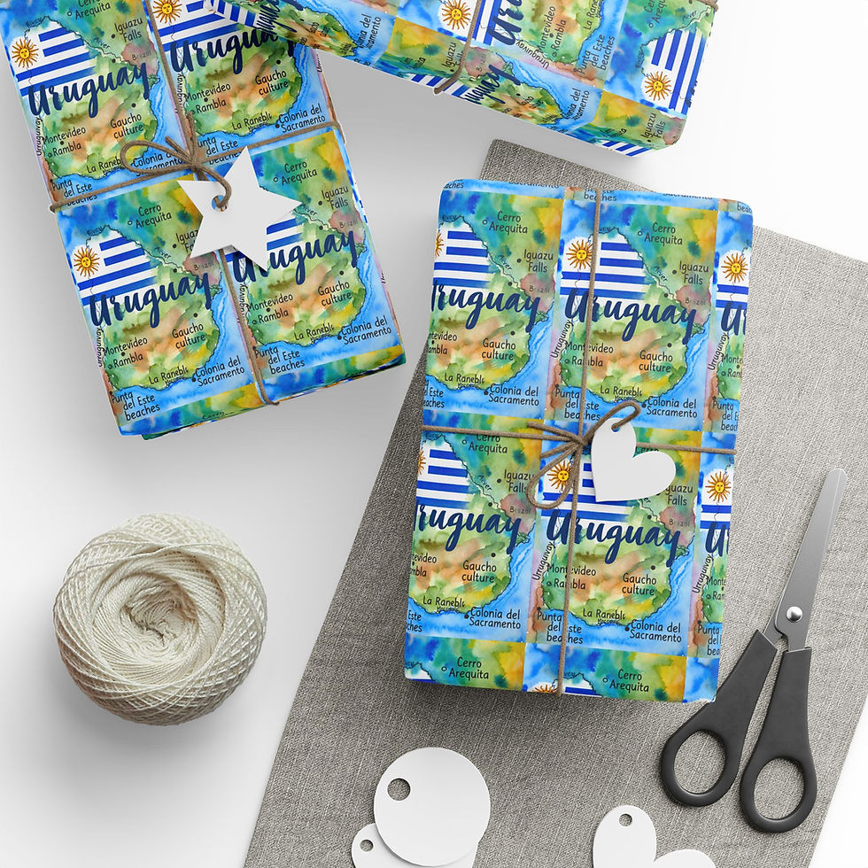 Thumbnail:  Uruguay Flag Map Gift Wrapping Paper | South American Travel Gift 