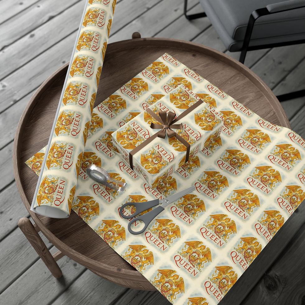 Thumbnail: Queen Rock Band Inspired Gift Wrapping Paper | Classic Rock Music Wrap with Logo on table