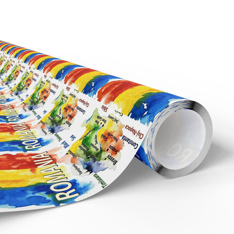 Thumbnail: Roll of wrapping paper with Romania flag design