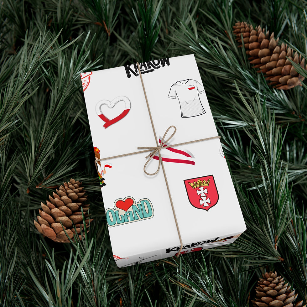 Thumbnail: Wrapped gift with Krakow symbols, tied with twine and placed on greenery.