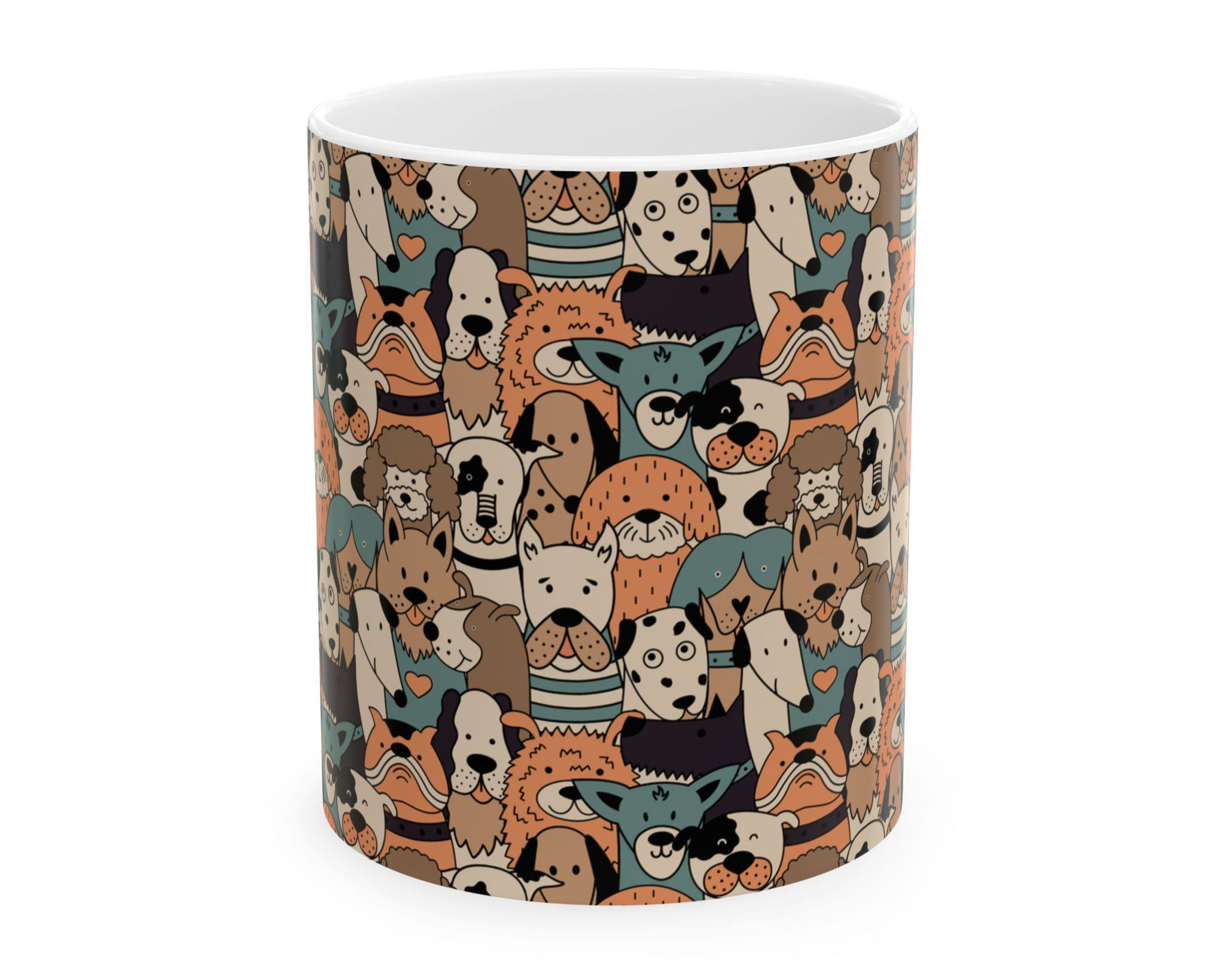Cartoon Dog Crowd Coffee Mug 11oz 15oz | Gift for Dog Lovers and Dog Moms