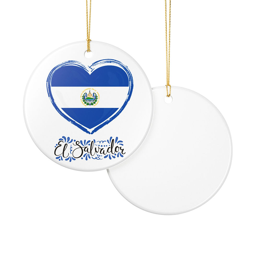 Thumbnail: Heart-shaped El Salvador ornament with flag design and 