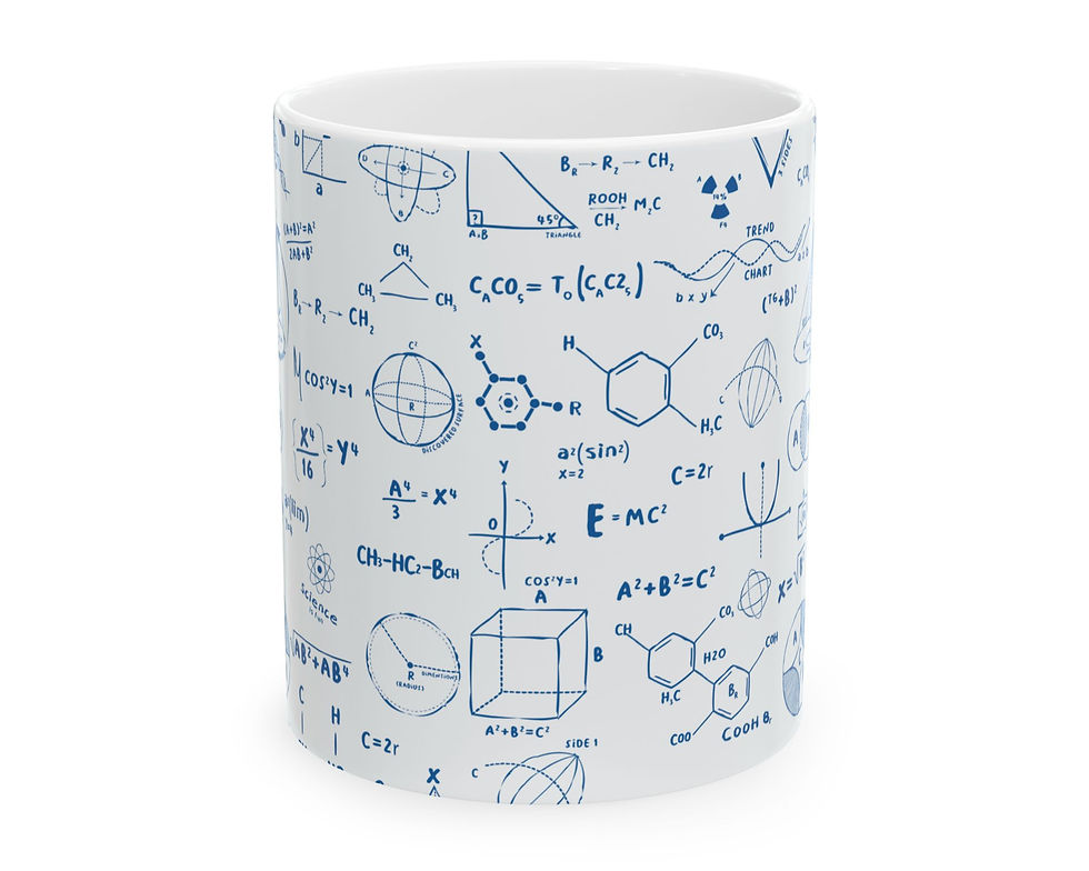 Blue Math Chemistry Coffee Mug with science formulas