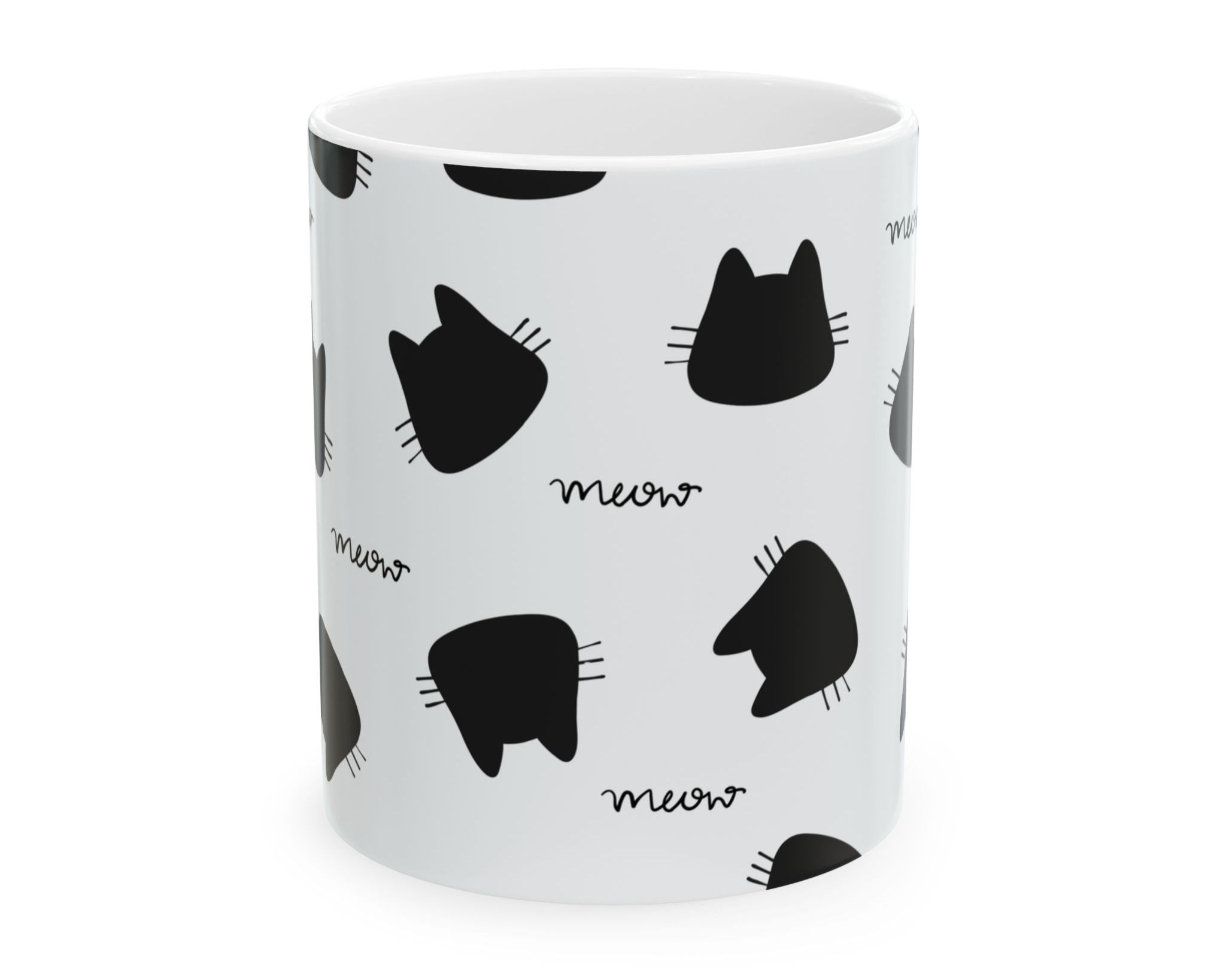 Black Cat Meow Coffee Mug 11oz 15oz | Gift for Cat Lovers and Cat Moms