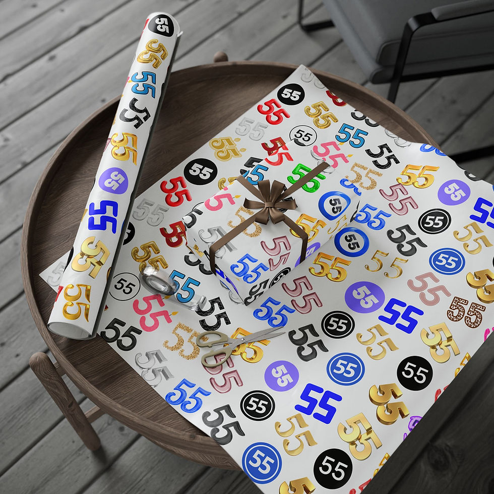 Thumbnail: Gift wrapped in 55 design paper on table 75th Birthday Gift Wrapping Paper
