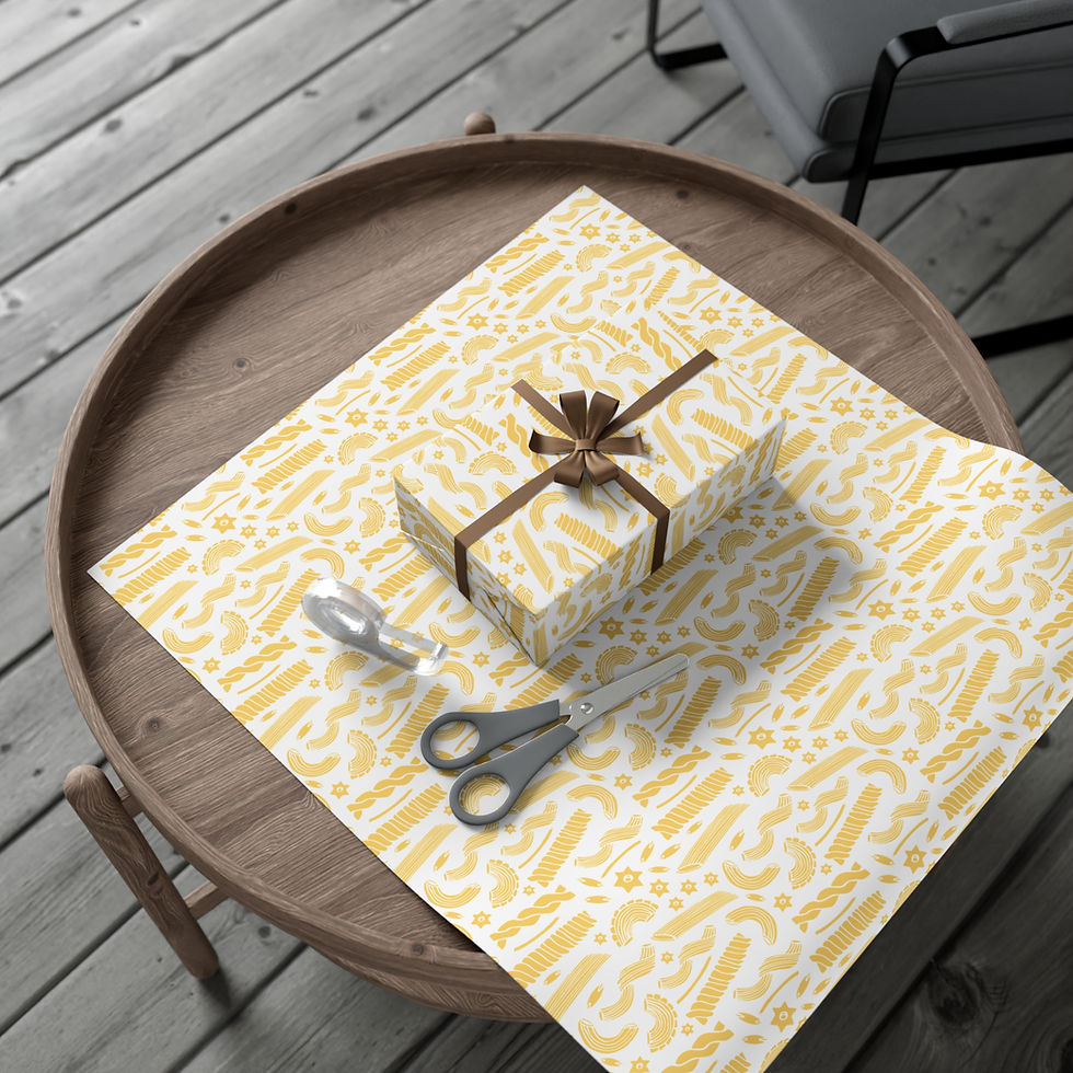 Thumbnail: Gift box wrapped in yellow paper with scissors and spoon on table