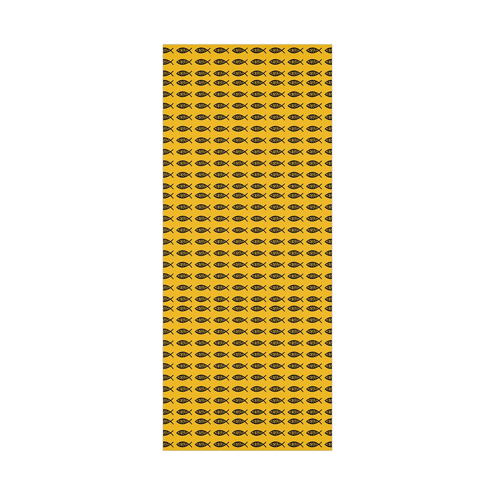 Thumbnail: Yellow patterned gift wrap, tiny black design, background texture. Taguara Americana
