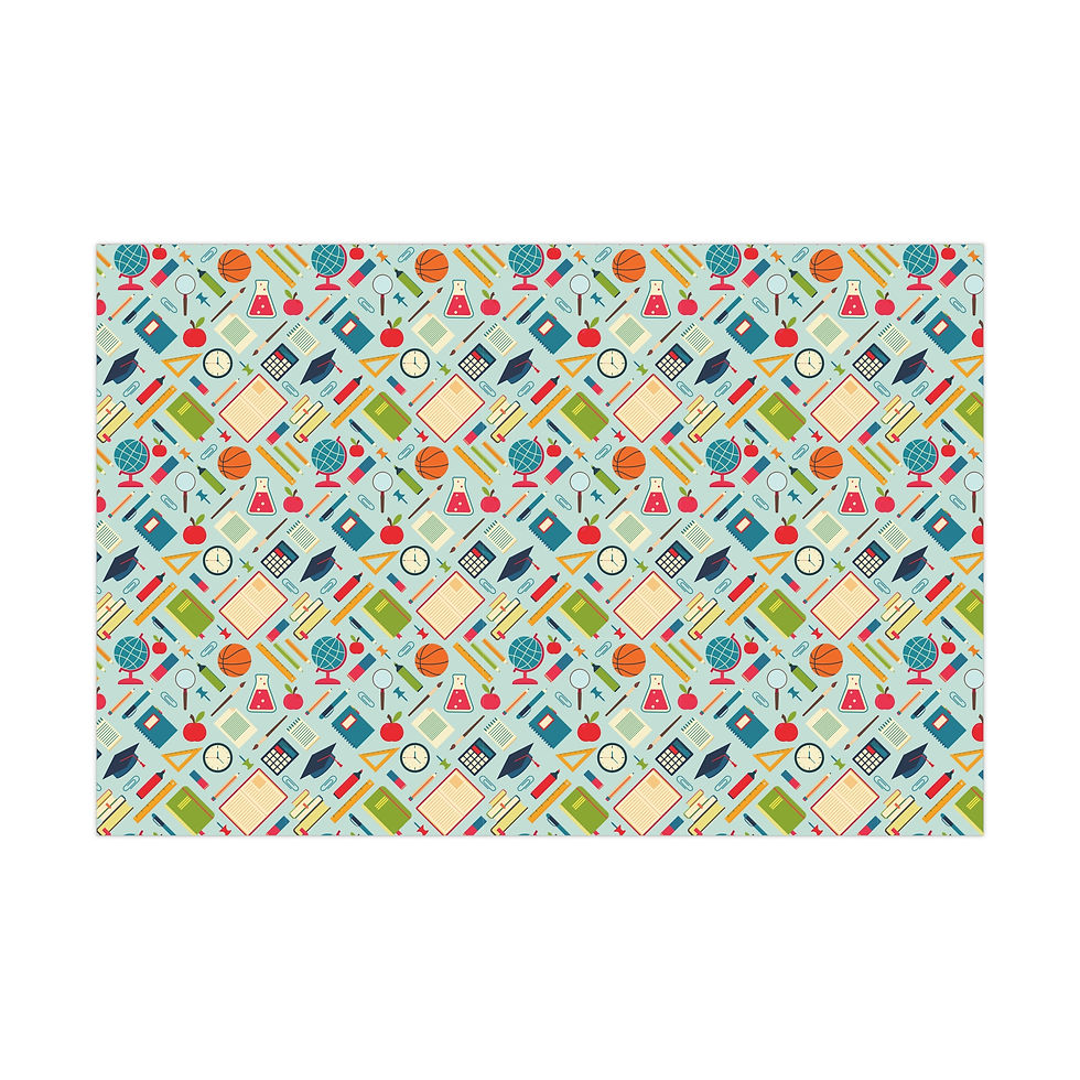 Thumbnail: School supplies pattern design with pencils, globes, and books on background.