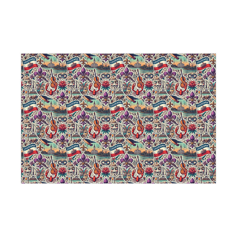 Thumbnail: Wrapping paper with nautical design and Rhode Island symbols pattern.