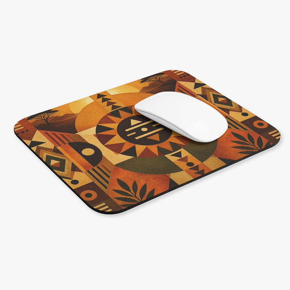 Thumbnail: Tribal Sunset Mouse Pad — Warm Geometric African Safari Desk Mat