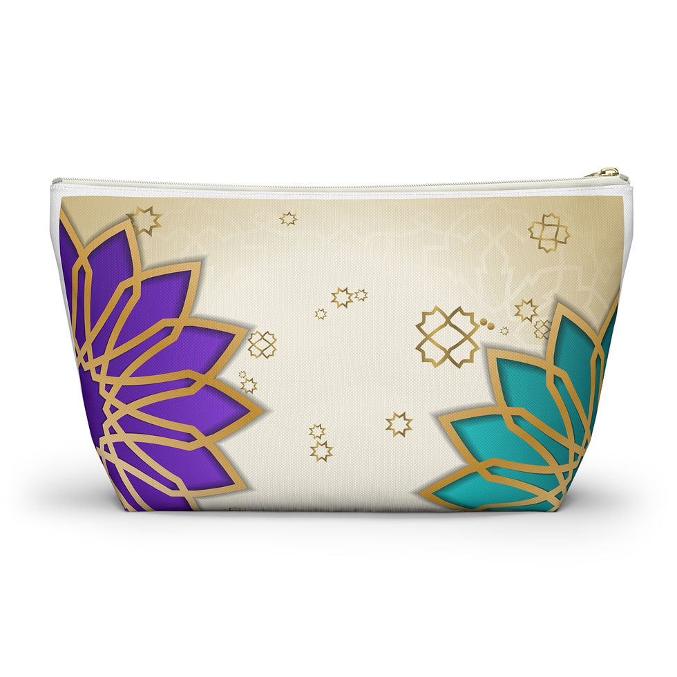 Thumbnail: Floral Mandala Accessory Pouch — Gold Accent Makeup Bag