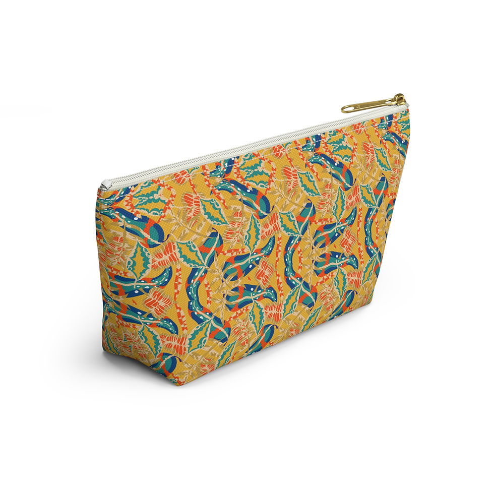 Thumbnail: Tropical Floral Accessory Pouch — Yellow Patterned Makeup Bag