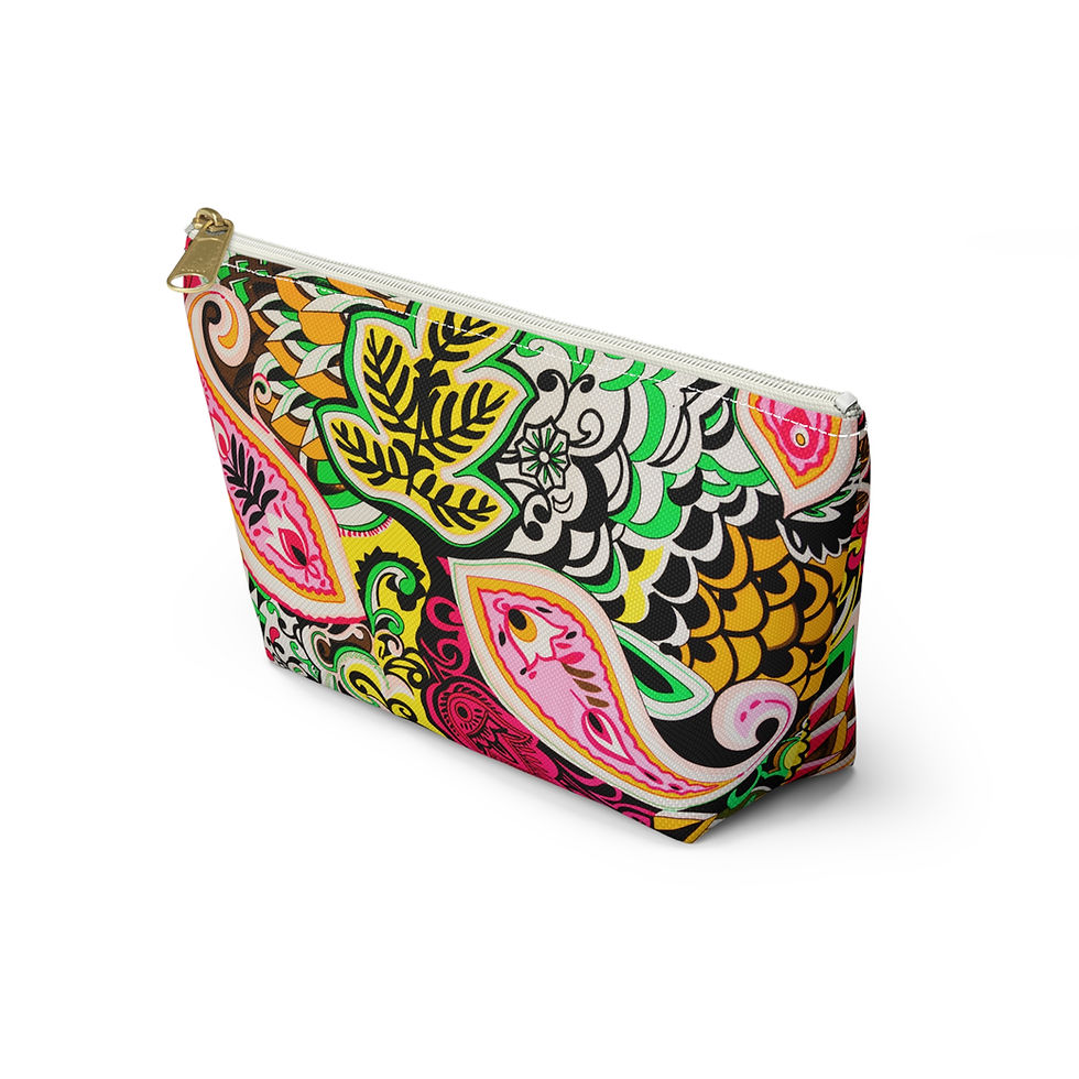 Thumbnail: Floral Paisley Accessory Pouch — Bright Boho T‑Bottom Makeup Bag