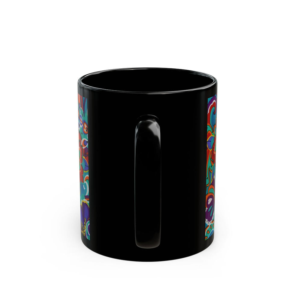 Thumbnail: Floral Paisley Black Coffee Mug — Vibrant Boho 11/15oz