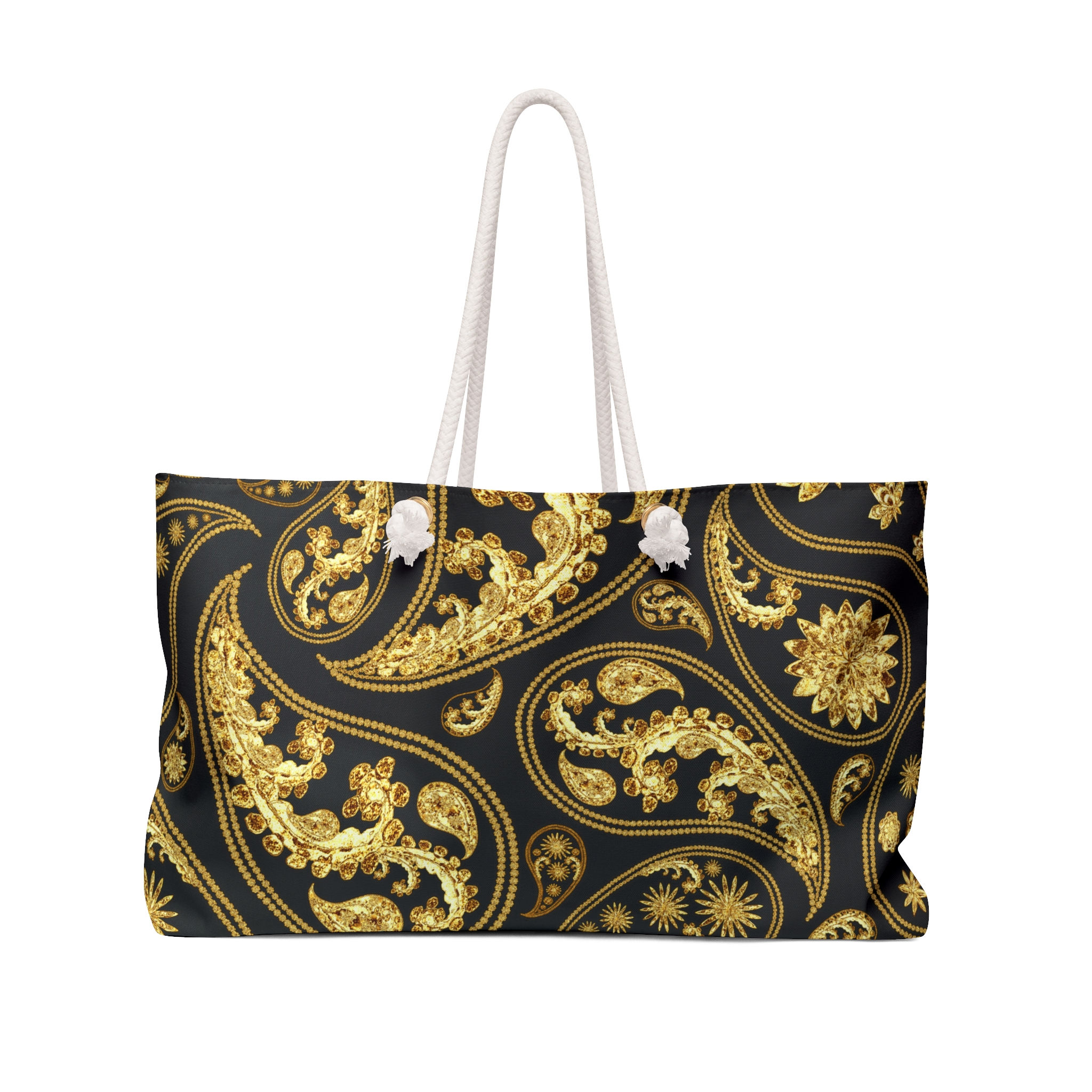 Gold Paisley Weekender Bag — Elegant Travel Tote